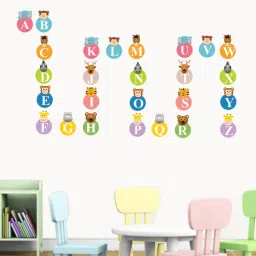 print mantras Pvc Vinyl 80 X 40 Inch Cute Animals With Alphabets Wall Sticker-picture-3