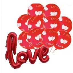 Printed valentine day i love u theme decorations combo kit set items Balloon-image-23