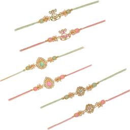 Designer RAKHI STAR + OVAL (4) Gold Finish Rakhi Set-image-20