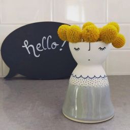 Grey & White Ceramic Vase, Small Flower Vases for Home Décor, H4.5" D3.5" Ceramic Vase-image-49