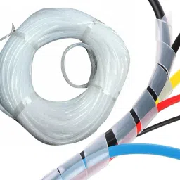 BALRAMA Transparent White Insulation PVC Spiral Cable Wrapping Sleeve Band Wire Harness Combo Set-10