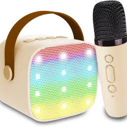 Mini Portable Bluetooth Karaoke Speaker with 1 Wireless Microphones & LED Lights-11