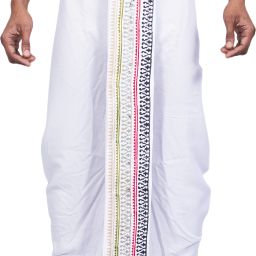 Nakshi Rayon 12336 White Hand Block Print Printed, Geometric Print Men Dhoti-image-15