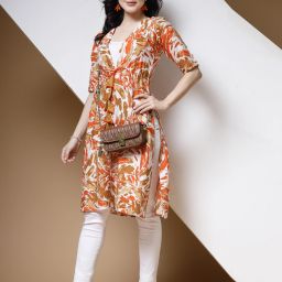 Women Straight Half Sleeve Orange Shrug-image-49