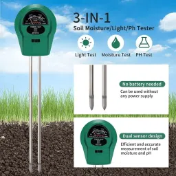 r-tek Soil Test Kit, 3-in-1 Soil Tester pH Moisture Meter Plant Moisture Meter Light, PH ( No Battery Required ) Pin-Type Digital Moisture Measurer image 3