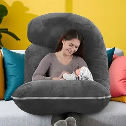 J Shaped Microfibre Solid Pregnancy Pillow Pack of 1-image-80