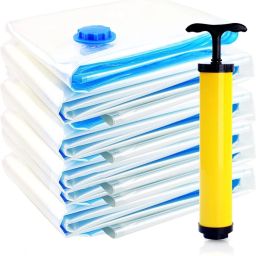 Reusable Ziplock Vacuum Storage Space Saver Bags (4 PCS PLAIN BAG , 1 PUMP ) Travel Storage Vacuum Bags-image-84