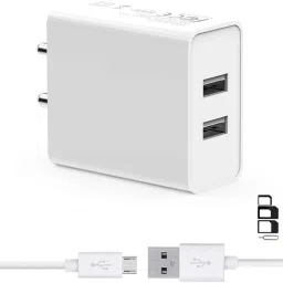 Wall Charger Accessory Combo for Gionee Elife S6, mPhone 8, HTC 10, Elephone P9000, ZTE Blade V7 Max, Smartron t.phone, Gionee Elife S Plus, HTC 10 Lifestyle, Asus Zenfone 3 Deluxe, Nokia 7.1 Plus, Xiaomi Poco F2, Samsung Galaxy S10, Lenovo S5 Pro, Samsung Galaxy J8 Plus, Huawei Nova 4, Xiaomi Mi Max 3, Qin 1s AI Phone, Lenovo Z5s Dual Port Charger Original Adapter Like Wall Charger, Mobile Power Adapter, Fast Charger, Android Smartphone Charger, Battery Charger, High Speed Travel Charger With 1 Meter Micro USB Cable Charging Cable Data Cable-10