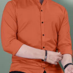 vebnor Men Regular Fit Solid Mandarin Collar Casual Shirt-picture-36