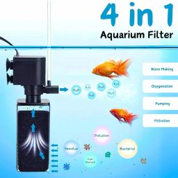 kickat Aquarium Filter Pump 1000 L/H 3 in 1 High Power Oxygen Filteration System(15W) Power Aquarium Filter image 2