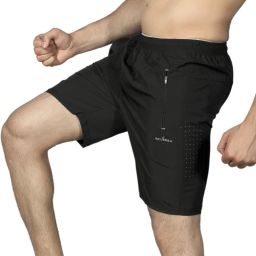 Solid Men Black Sports Shorts-image-107