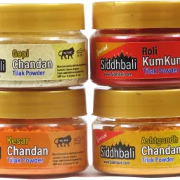 Kesar Chandan Ashtagandha Gopi Chandan Roli KumKum Tika Tilak Powder Combo of 4-13