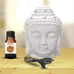PEEPRESION White Electric Buddha Diffuser Head Shape Night Lamp Fragrance Your Home, Office, Spa, Hotel, Temple, Club Diffuser-image-3