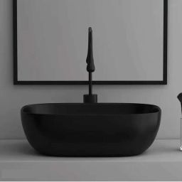 Premium Ceramic Wash basin Counter top basin (matt) 18x13x5 inch black matt Table Top Basin-image-86