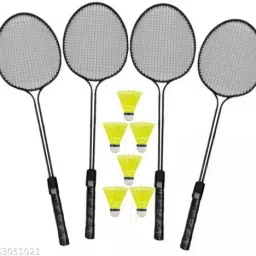 Pro Badminton Combo- 4 Rackets with Shuttle Pack of 6 Badminton Kit-image-48