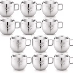 Pack of 12 Stainless Steel Double Wall Apple Laser Printed Flower Design Tea, Coffee Cup,-image-57