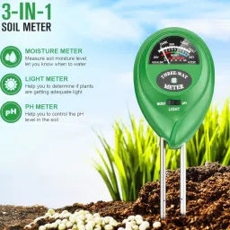 Soil Tester Plant Moisture Meter Light and PH Tester for Garden Farm Lawn Plants 3-in-1 Soil Test Kit 3 in 1 Soil Moisture + Ph + Light Measurement PH Meter Pin-Type Analog Moisture Measurer-25