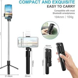 En ligne Bluetooth Extendable Selfie Sticks with Wireless Remote and Tripod Stand With Led, 3-in-1 Multifunctional Selfie Stick Bluetooth Selfie Stick image 2