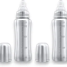 2 in 1 Use Regular Stainless Steel Baby Feeding Bottle - Food Grade Plastic, Silicone-32