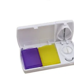 Medicine Pill Case Tablet Cutter Splitter Divide Safe Storage Compartment Box White - Pack of 1 Medicine Pill Case Split the Tablet and Two small storage compartment Pill box-32