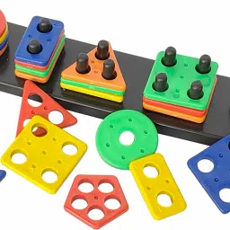 Colorful Geometric Blocks for Kids, 5 Shapes for Sorting,Building and Puzzle-18