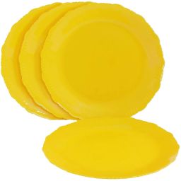 Designer Plastic Dinner Plates For Families, Parties, Unbreakable | Yellow Dinner Plate-12