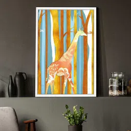 Art Street Marigold Yellow Deer Theme Framed Canvas For Home Decoration-picture-32