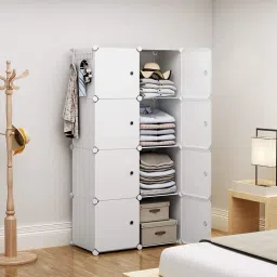 flipkart perfect homes studio ® Portable 8-Cube Closet Foldable Storage Organizer White PP Collapsible Wardrobe image 2