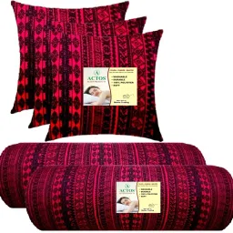 3 Cushion And 2 Microfibre Geometric Bolster Pack of 5-20