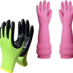 Long Hand Rubber Gloves for Cleaning, Gardening, Anti Cut & Heat Resistant K4 Running Gloves-image-50