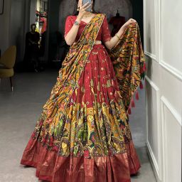 Floral Print, Printed, Self Design, Digital Print Semi Stitched Lehenga Choli-image-32