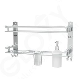 2 Layer Bathroom Shelf Set | Soap Dish + Liquid Soap Dispenser + Tumbler Holder Stainless Steel Toilet Paper Holder-image-51