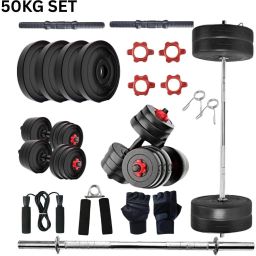 50 kg 50KG Gym Package – PVC Dumbbells, Straight Rod, Accessories Home Gym Combo-image-81