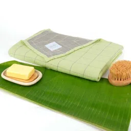 Green Banana Double Cloth Checkered 300 GSM Bath Towel by DOCTOR TOWELS-picture-8