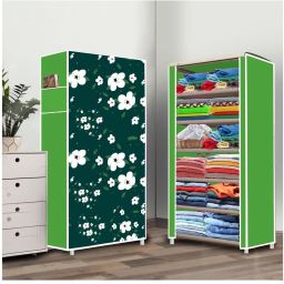 6 Shelf Foldable Collapsible Wardrobe Storage Organizer Almirah Cloth Rack PP Collapsible Wardrobe-image-62
