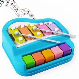 2 in 1 Mini Piano and Xylophone Toy with Colorful Keys & 2 Mallets for kids-11