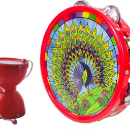 Musical Khanjari (23.7 x 5cm) With Medium Damru ( 8.3x10.2cm)-20