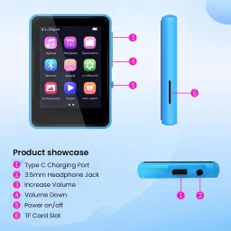AUDIOCULAR M31 Portable Music Player with Bluetooth, Full Touch Screen, Built-in Speaker 16 GB MP3 Player image 4