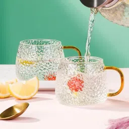 Pack of 2 Glass Glass Tea Cup Heat Resistant Mug with Tea High Borosilicate Glass Chinese-17