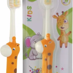 Giraffe Shape Brush Buddy Soft Tapered Bristles Kids Toothbrush. BPA Free|Orange Extra Soft Toothbrush-picture-45