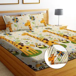 244 TC Cotton King Cartoon Fitted (Elastic) Bedsheet-25