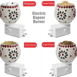 pure source india Mosaic Electric Aroma Diffuser, Kapoor Dani/Night Lamp, Essential Oil Camphor Burner Diffuser image 4