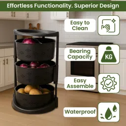 jd fresh 4 Layer ABS Rotating Kitchen Trolley with Wheel/Multipurpose Storage Rack Plastic Kitchen Trolley image 2