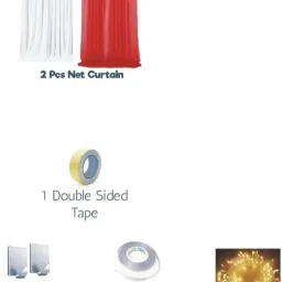 flipzone Solid 7pcs Elegant Red & White Sheer Backdrop Net Cloth LED Lights for a Festive Balloon image 2