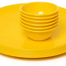 pack of 6 yellow plate with 6 bowl Dinner Plate-image-75