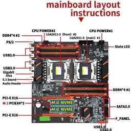mytechvision X99 DUAL WITH 2X E5 2670 V3 LGA 2011Socket ATX Intel X99 Chipset DDR4 Motherboard for Server, Desktop, Workstation image 4