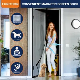 zomei Nylon Kids Washable Magnetic Mosquito Net Mesh Screen Door 74x86 Inches Auto Closing Room Partition Mosquito Net image 2