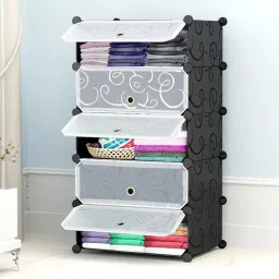 5 Door 5 Shelf Plastic Collapsible PC Collapsible Wardrobe-picture-5