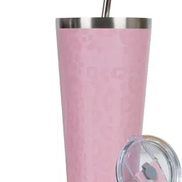 Vacuum Insulated with Straw and Lid for Hot and Cold, Pink Leopard, Stainless Steel Tumbler-image-20