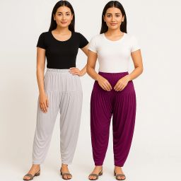 Solid Viscose Women Harem Pants-image-84
